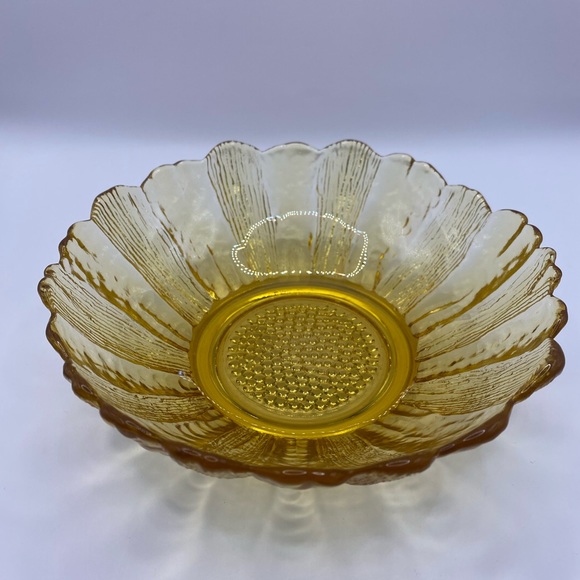 Anchor Hocking green & gold sunflower pressed glass set. Vintage 1960’s. - Picture 8 of 12